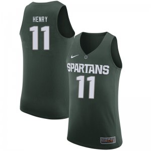 Men Aaron Henry Michigan State Spartans #11 Nike NCAA Green Authentic College Stitched Basketball Jersey MV50B67FP